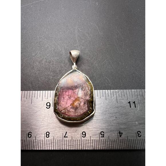 NEW Watermelon tourmaline sterling silver pendant 8.16 grams - Picture 4 of 11